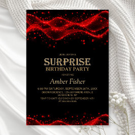 Black and Red Surprise Any Age Birthday Party Einladung