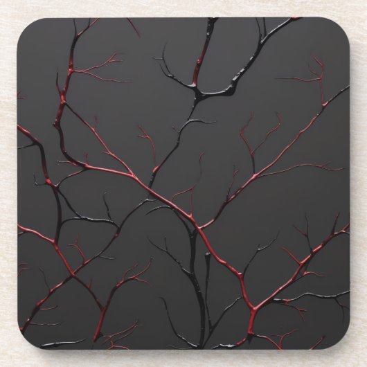 Black and Red Veins Getränkeuntersetzer (Vorderseite)