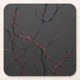 Black and Red Veins Rechteckiger Pappuntersetzer