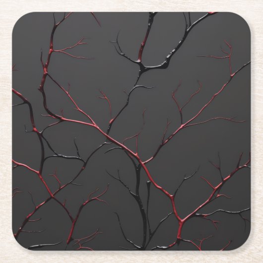 Black and Red Veins Rechteckiger Pappuntersetzer (Vorderseite)