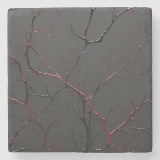 Black and Red Veins Steinuntersetzer (Vorderseite)