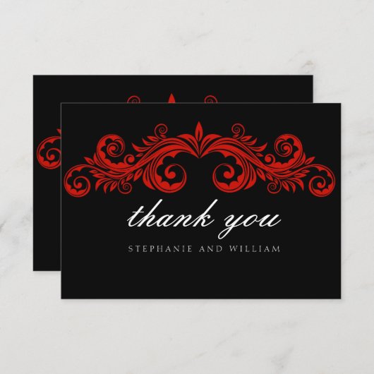 Black and Red Wedding Danke Card Einladung (Vorne/Hinten)