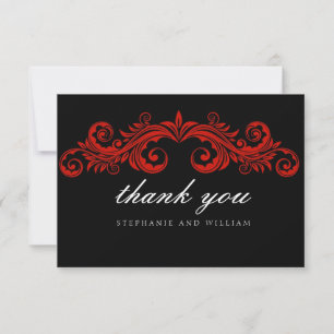 Black and Red Wedding Danke Card Einladung