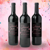 Black And Rose Gold 50th Birthday Thank You Weinetikett