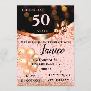 Black and Rose Gold Geburtstag Einladung