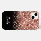 Black and Rose Gold Glitzer Glam Case-Mate iPhone Hülle (Rückseite (Horizontal))