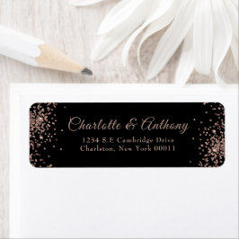 Black and Rose Gold Glitzer Script Hochzeit
