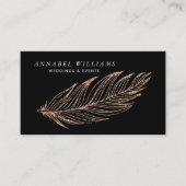 Black and Rose Gold Imitate Glitzer Feather Visitenkarte (Vorderseite)