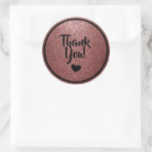 Black and Rose Gold Imitate Glitzer Vielen Dank Runder Aufkleber (Tasche)