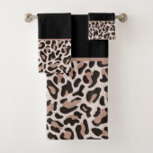 Black and Rose Gold Leopard Print Trendy Badhandtuch Set (Insitu)