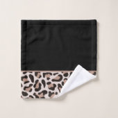 Black and Rose Gold Leopard Print Trendy Badhandtuch Set (Waschlappen)