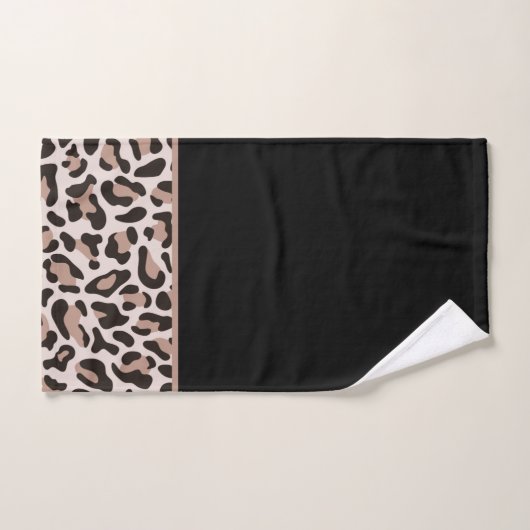 Black and Rose Gold Leopard Print Trendy Badhandtuch Set (Handtuch)