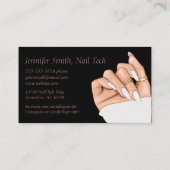 Black and Rose Gold Nail Tech Visitenkarte (Rückseite)