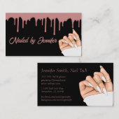Black and Rose Gold Nail Tech Visitenkarte (Vorne/Hinten)