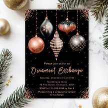 Black and Rose Gold Ornament Exchange Party