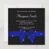 Black and Royal Blue Glittery Sweet 16 Einladung (Rückseite)