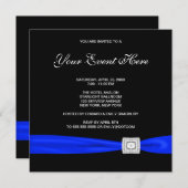 Black and Royal Blue Jeder Anlass Einladung (Vorne/Hinten)