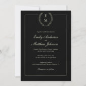 Black And Sage Wedding Invitation QR Code Einladung (Vorderseite)