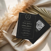 Black And Sage Wedding Invitation QR Code Einladung