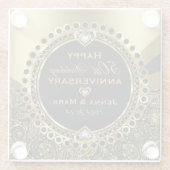 Black and Shiny Gold 50. Hochzeitstag Glasuntersetzer (Rückseite)