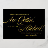 Black and Shiny Minimalist Foil Wedding Invitation Folieneinladung (Vorderseite)