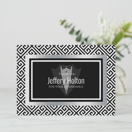 Black and Silber Bachelor Party Danke Karte (Stehend Vorderseite)