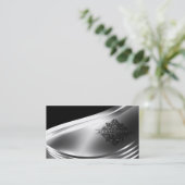 Black and Silver Attorney at-Law Business Card Visitenkarte (Stehend Vorderseite)