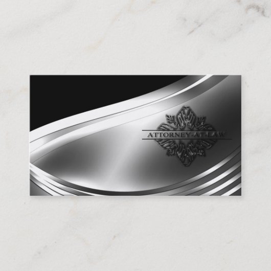 Black and Silver Attorney at-Law Business Card Visitenkarte (Vorderseite)