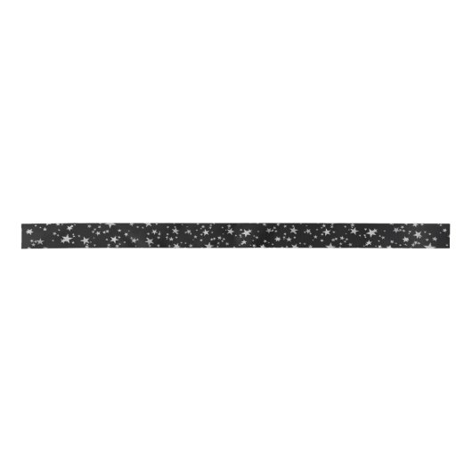 Black and Silver Celestial Star Ribbon Satinband (Vorderseite)