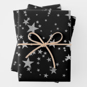 Black and Silver Celestial Star Wrapping Paper Geschenkpapier Set (Beispiel)