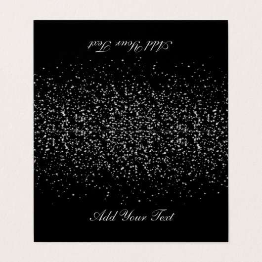 Black and Silver Confetti | PLATZKARTEN Visitenkarten (Außenseite Aufgefaltet)