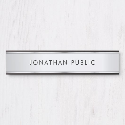 Black And Silver Custom Elegant Modern Template Türschild (Vorderseite )