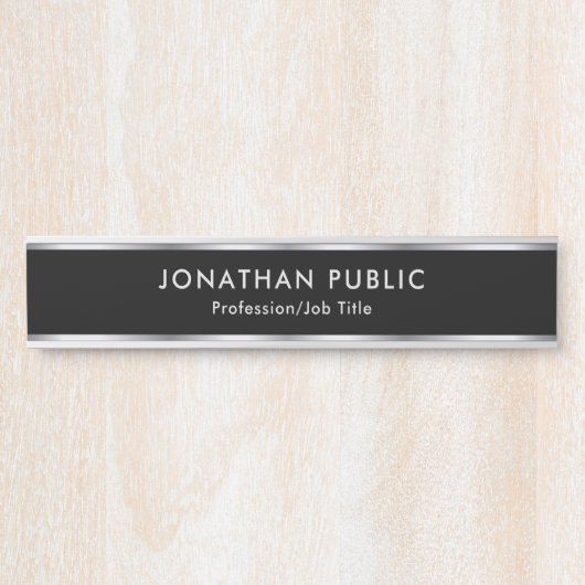 Black And Silver Custom Professional Glam Elegant Türschild (Vorderseite )
