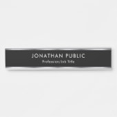 Black And Silver Custom Professional Glam Elegant Türschild (Vorderseite )