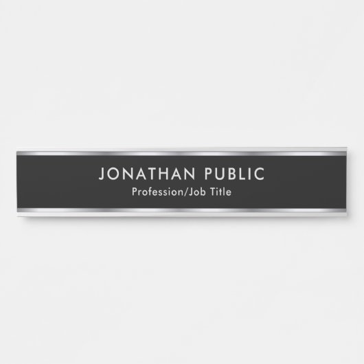 Black And Silver Custom Professional Glam Elegant Türschild (Vorderseite )