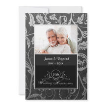 Black and Silver Damask 25. Hochzeitstag