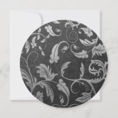 Black and Silver Damask Wedding Round Einladung (Rückseite)