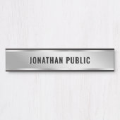 Black And Silver Door Sign Custom Text Elegant Türschild (Vorderseite )