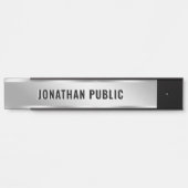 Black And Silver Door Sign Custom Text Elegant Türschild (Vorderseite )