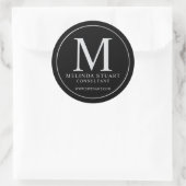 Black and Silver Elegante Monogram Business Runder Aufkleber (Tasche)
