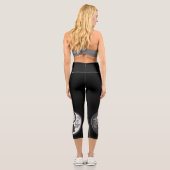 Black and Silver Floral Yin Yang Capri Leggings (Rückseite)