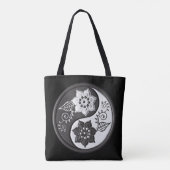 Black and Silver Floral Yin Yang Tasche (Rückseite)