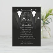 Black and Silver Gay Tuxedo Einladung zur Hochzeit (Stehend Vorderseite)
