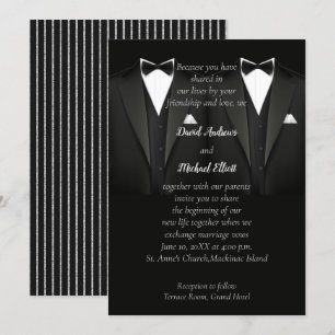Black and Silver Gay Tuxedo Einladung zur Hochzeit
