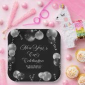Black and Silver Glitter New Year's Eve Party  Pappteller (Party)
