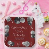 Black and Silver Glitter New Year's Eve Party  Pappteller (Party)