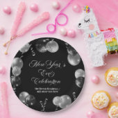 Black and Silver Glitter New Year's Eve Party  Pappteller (Party)