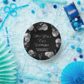 Black and Silver Glitter New Year's Eve Party Pappteller (Party)