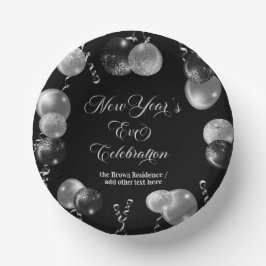 Black and Silver Glitter New Year's Eve Party  Pappteller