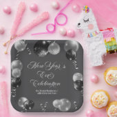 Black and Silver Glitter New Year's Eve Party Pappteller (Party)